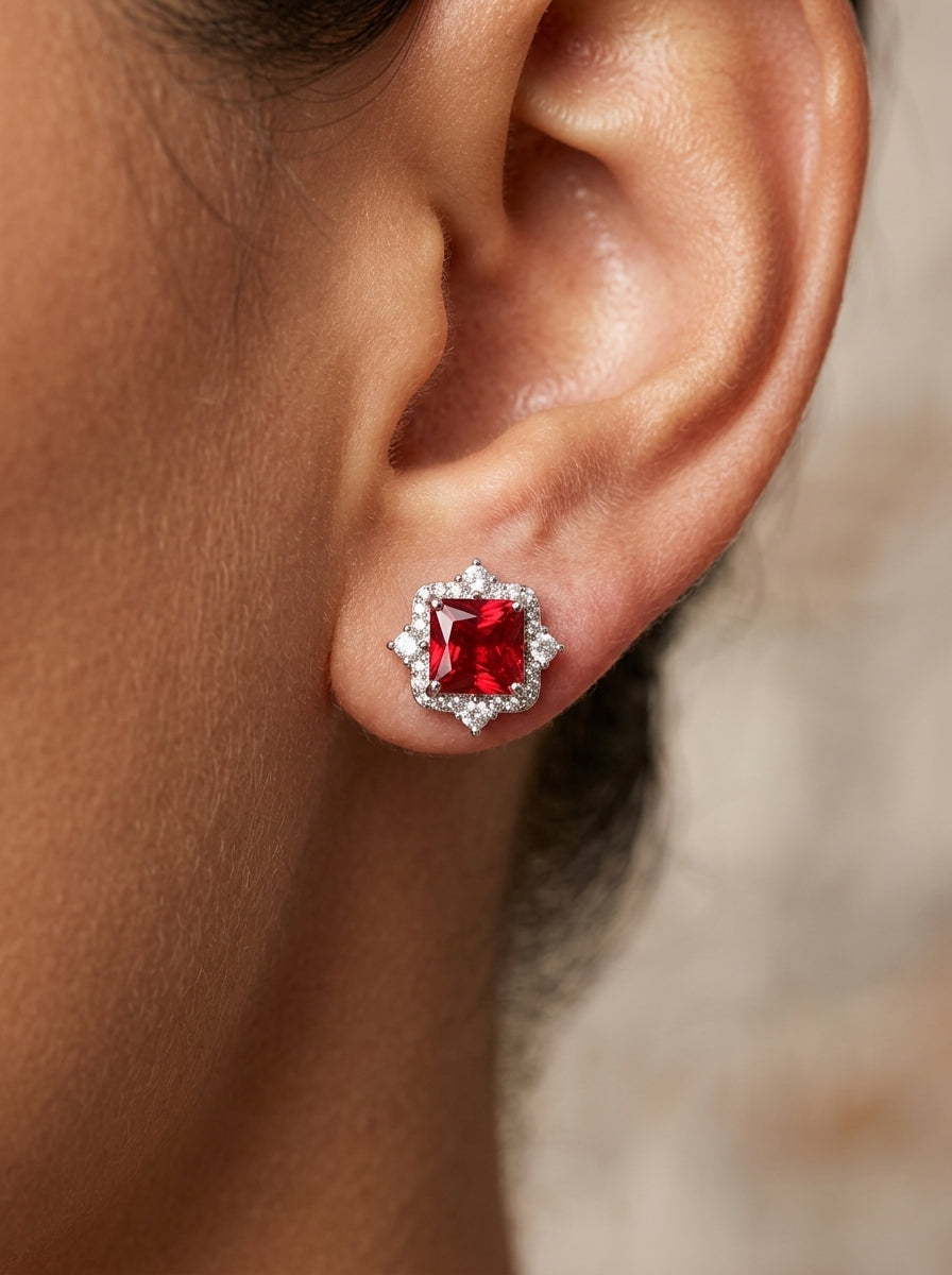 ZIRAVE Jewelry Luxury Ice-Cut Faux Pink SapphireEarrings