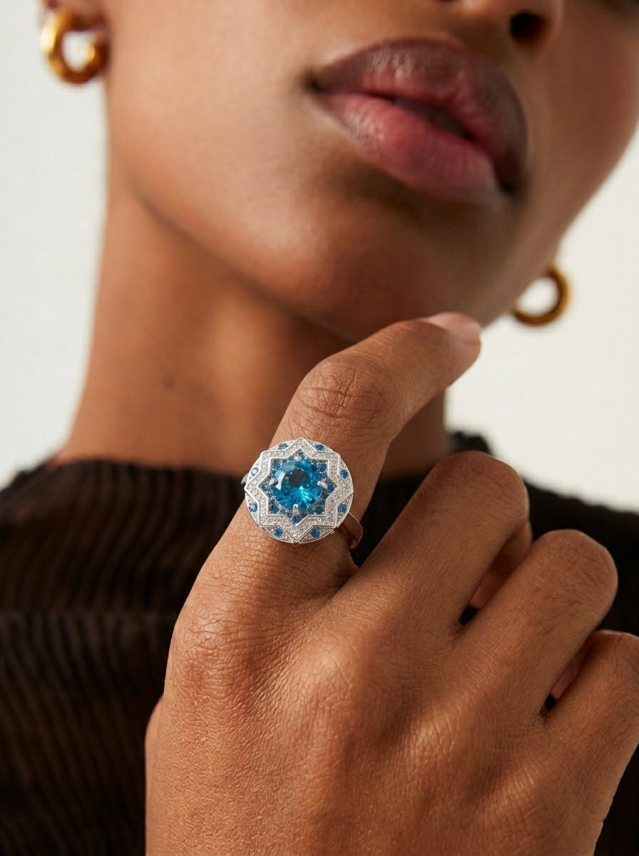ZIRAVE jewelry simulation blue spinet  ring