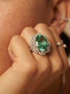 ZIRAVE JewelryVintage Simulated Paraiba Floral Halo Ring