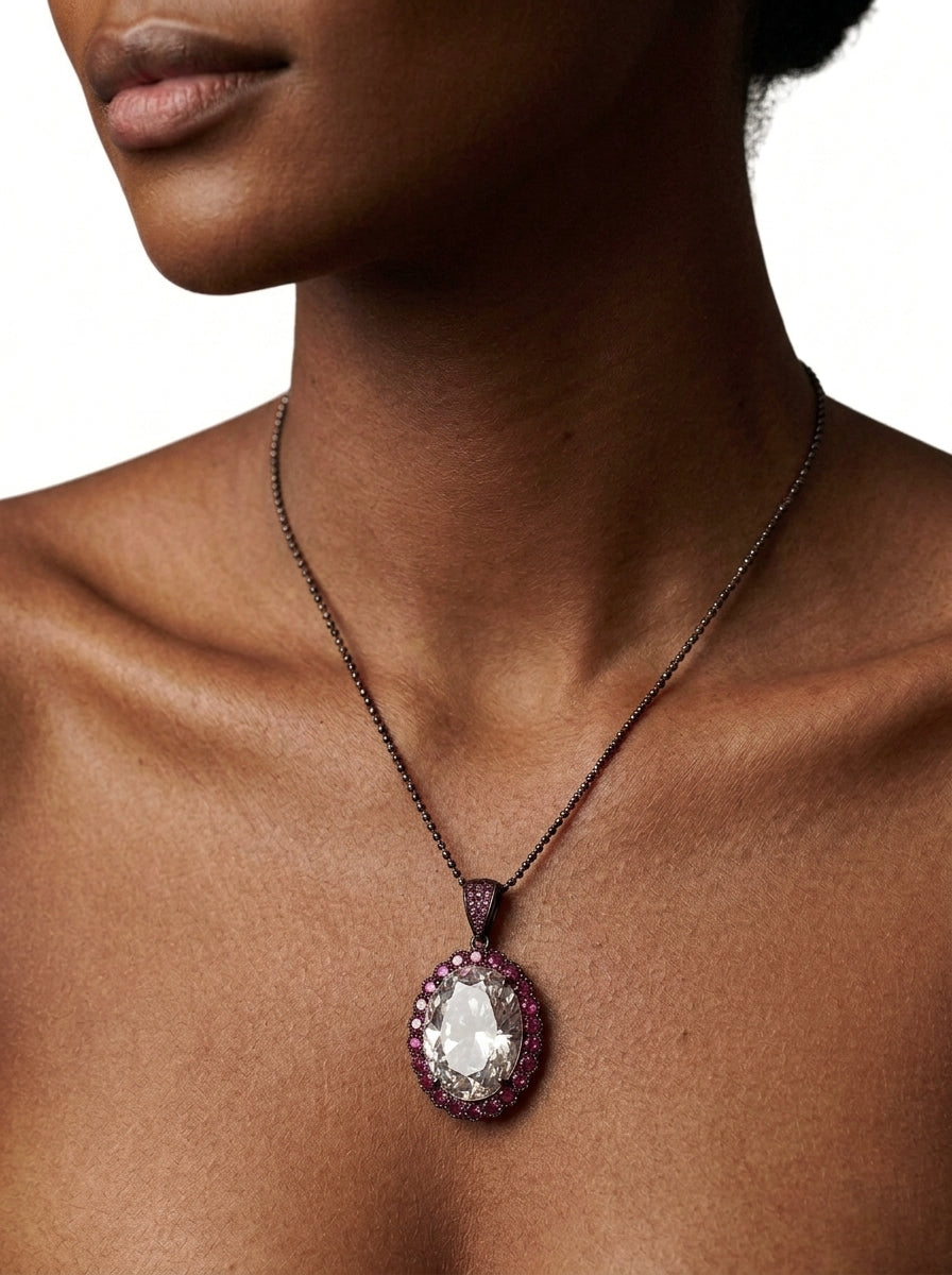 ZIRAVE jewelry simulation blue spinel premium egg-shaped  Pendant with Chain