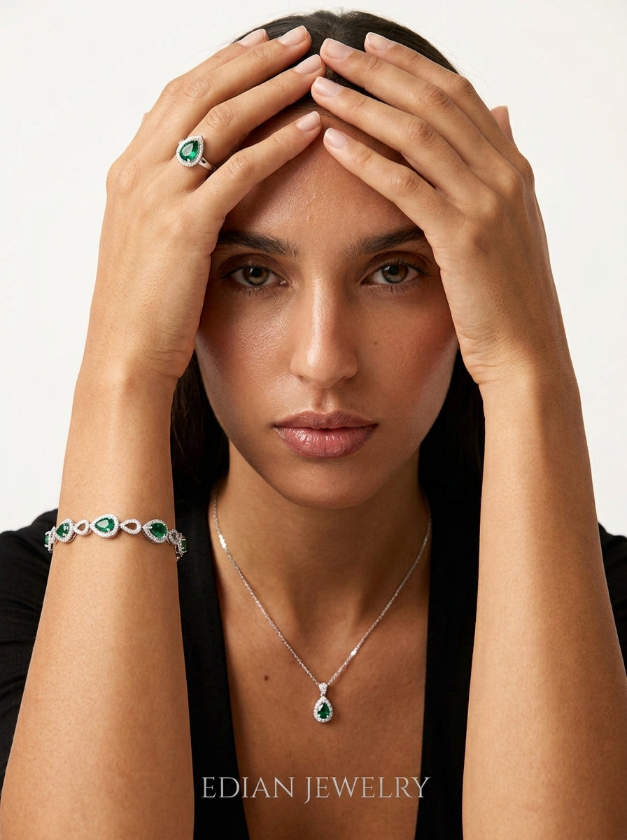 ZIRAVE Jewelry Vintage Colored Gemstone Teardrop Bracelet (3Color)
