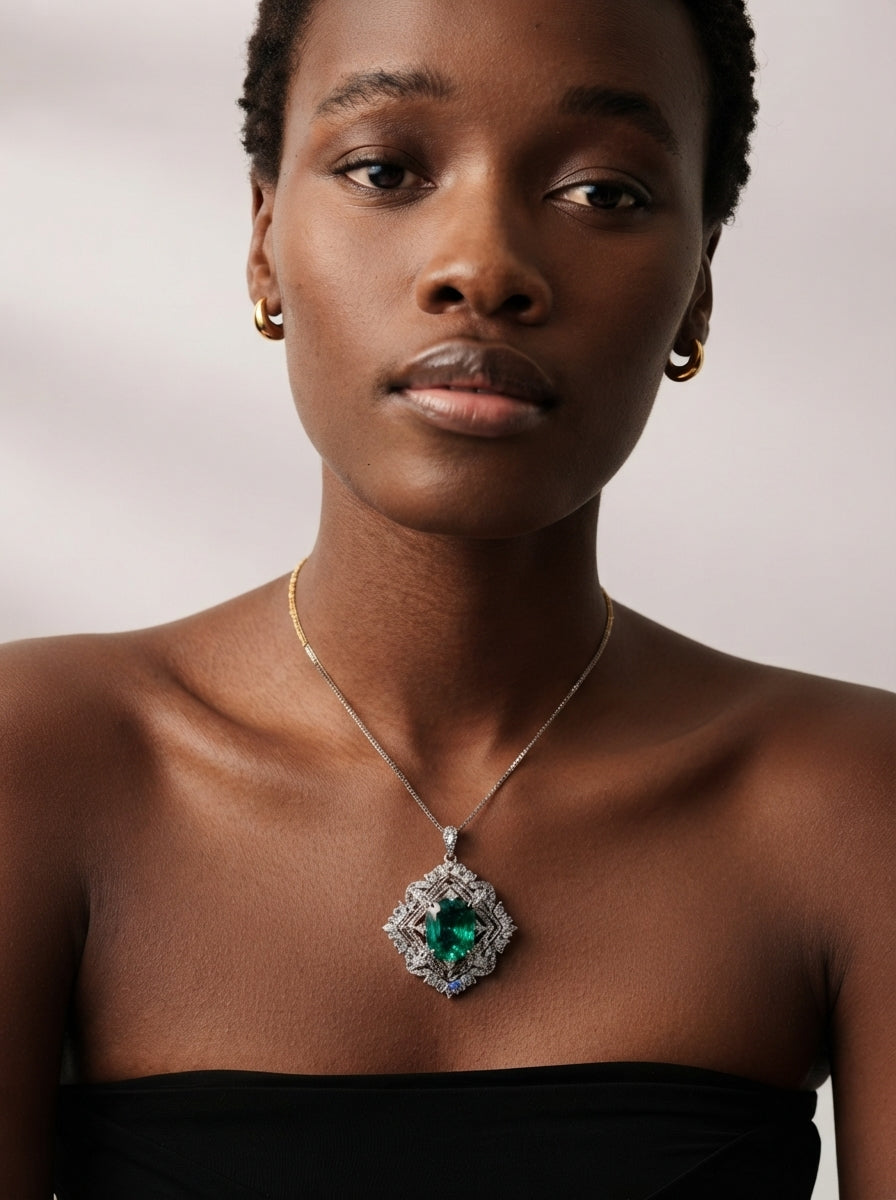 ZIRAVE Imitation Peacock Sapphire Necklace