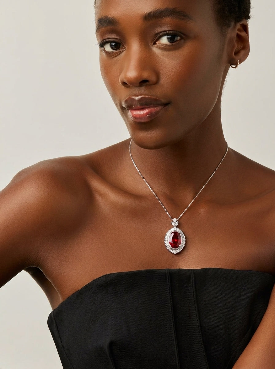 ZIRAVE Jewelry Simulation Para Green Vintage Pendant with Chain