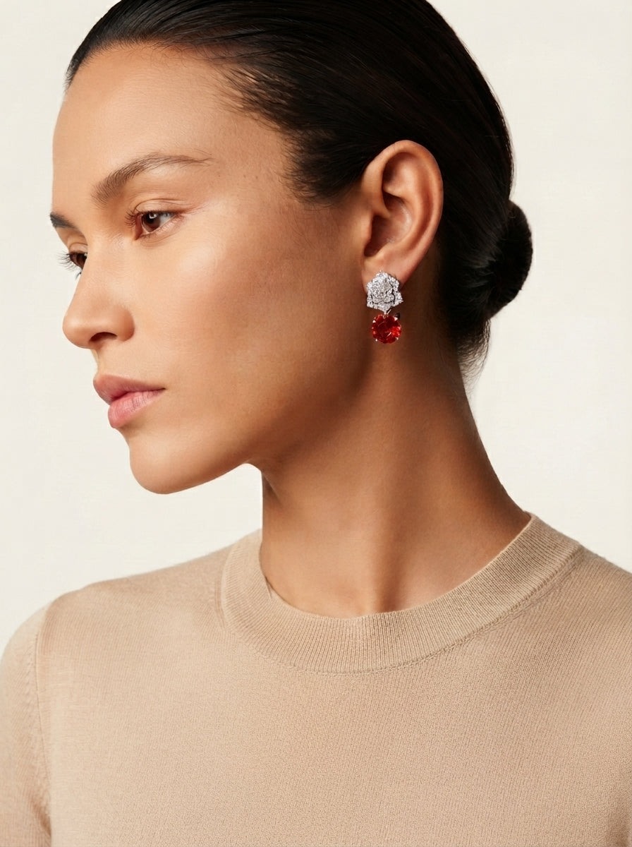 ZIRAVE Jewelry Camellia Pink Diamond Earrings