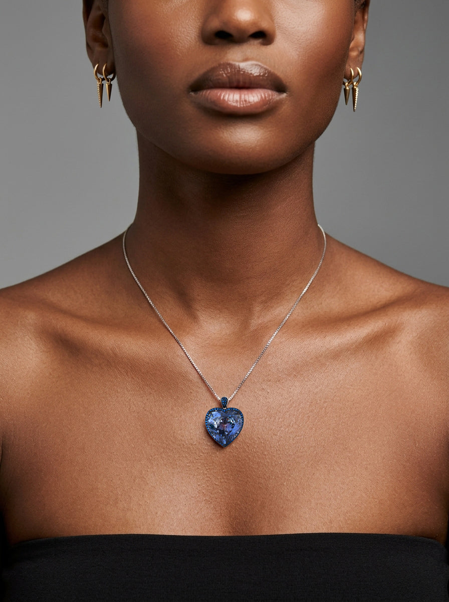 ZIRAVE Jewelry Titanic Heart of the Ocean Heart-Shaped Gemstone Necklace