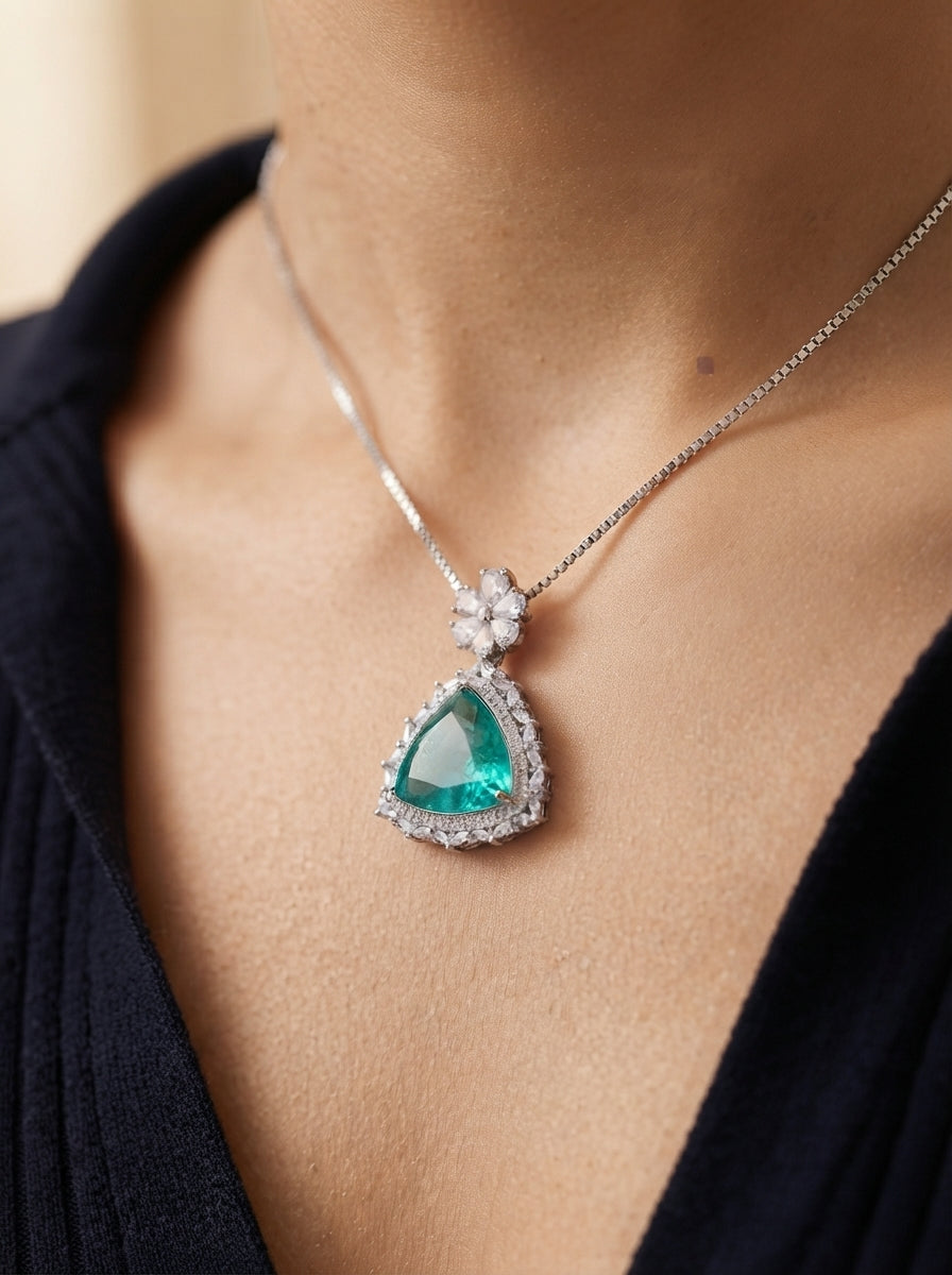 ZIRAVE Jewelry Triangle-Cut Faux Tourmaline 3-Piece Jewelry Set