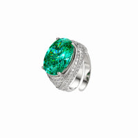 ZIRAVE Jewelry Oval Colorful Gemstone Multi-Layer Pave Adjustable Ring