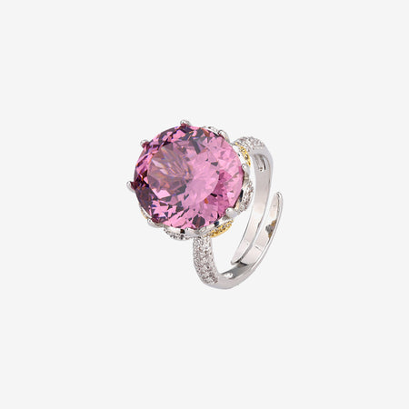 ZIRAVE Jewelry Imitation Dried Rose Padparadscha Light Luxury Oval Ring