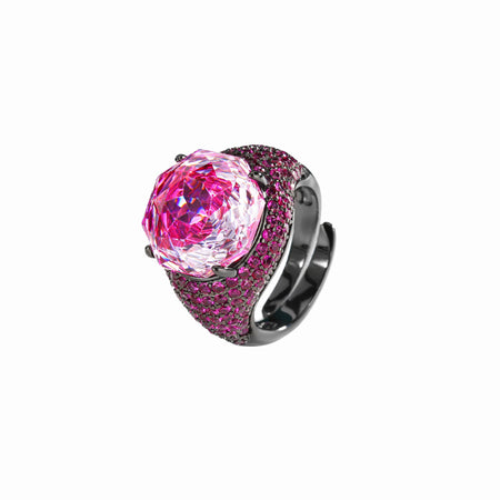 ZIRAVE Jewelry Dark Style Rose-Cut Faux Gem Pave Ring (Multi-Colors Available)