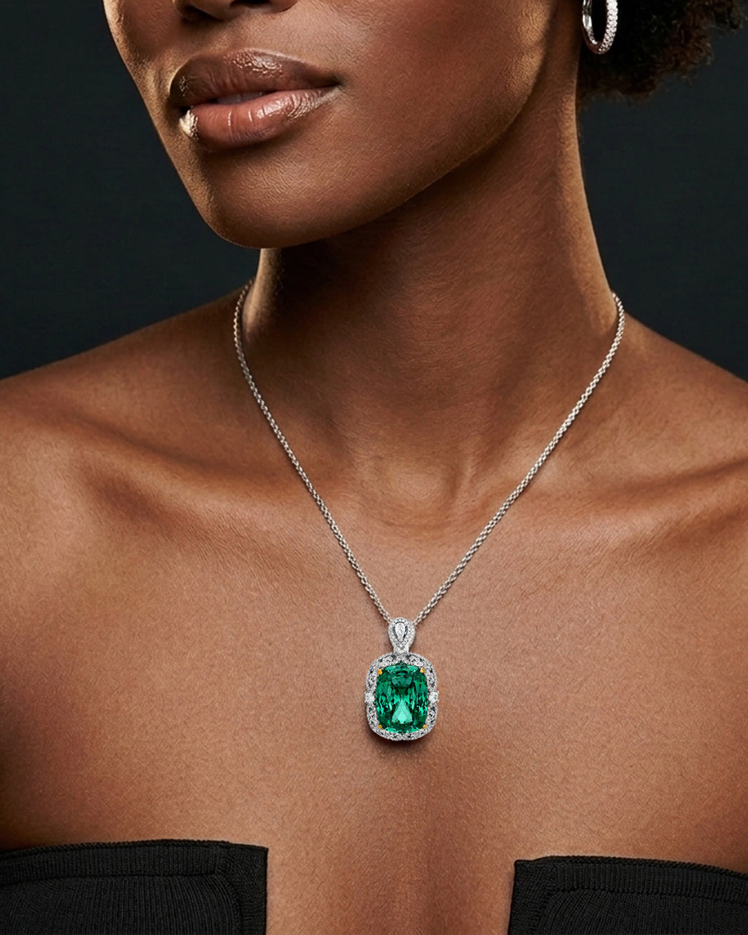 ZIRAVE Jewelry Two-Tone Gold Simulated Paraiba Gemstone Necklace