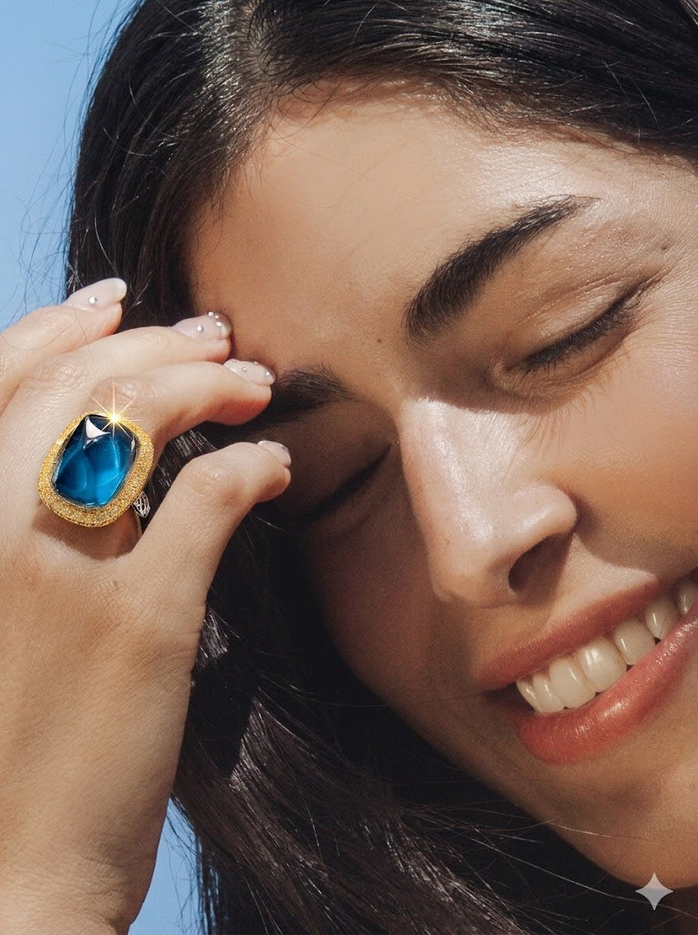 ZIRAVE Jewelry Imitation Blue Spinel Sugarloaf Vintage Ring
