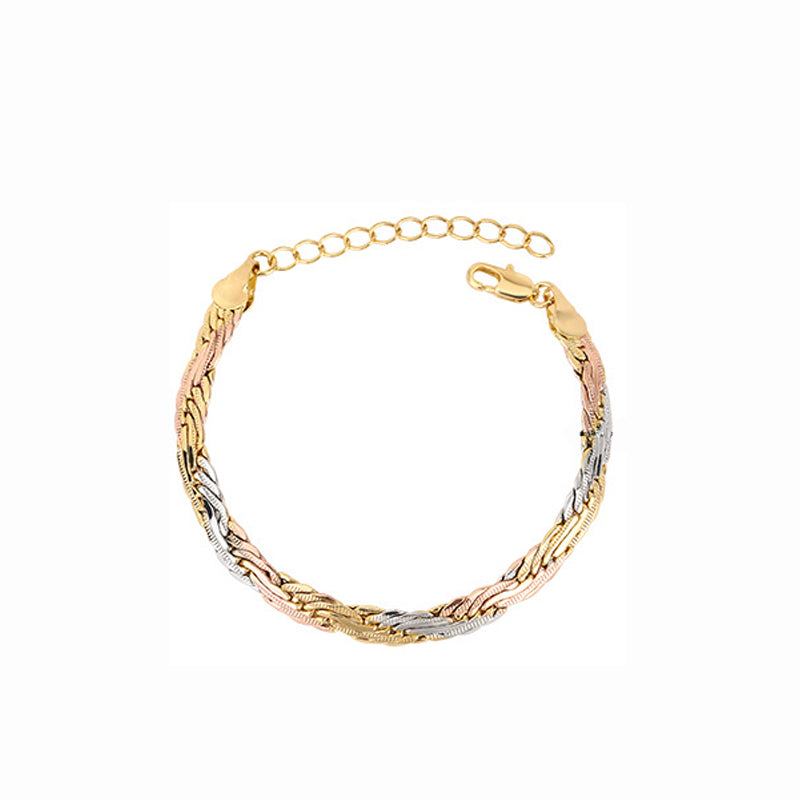 ZIRAVE Jewelry ri-color Braided Twist Chain Bracelst