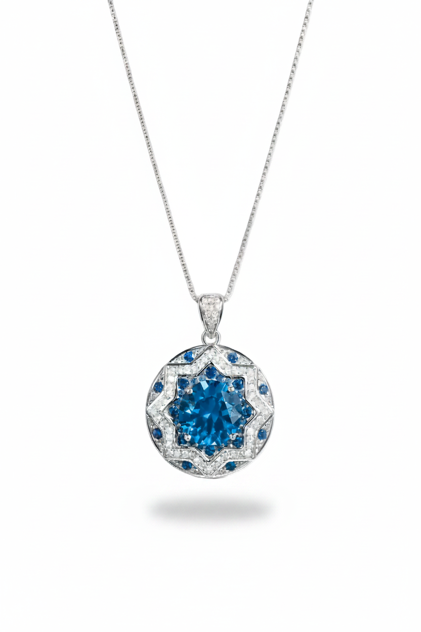 ZIRAVE jewelry simulation Blue spinel pendant
