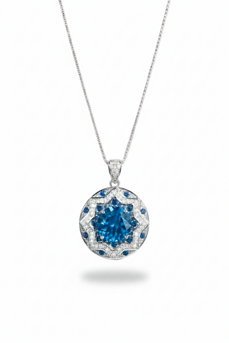 ZIRAVE jewelry simulation blue spinel round light luxury suit women