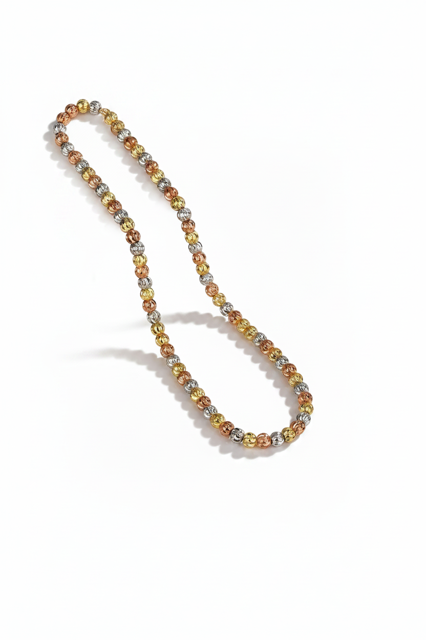 ZIRAVE jewelry retro electroplated color gold round bead chain set