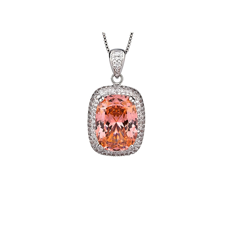 ZIRAVE Jewelry Vintage Simulated Morganite Cushion Halo Nicklace