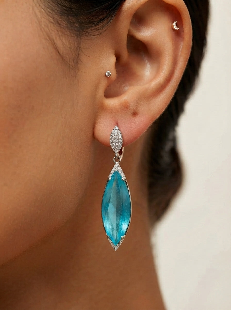 ZIRAVE Jewelry  Marquise-Cut Simulated Paraiba Gemstone Earrings