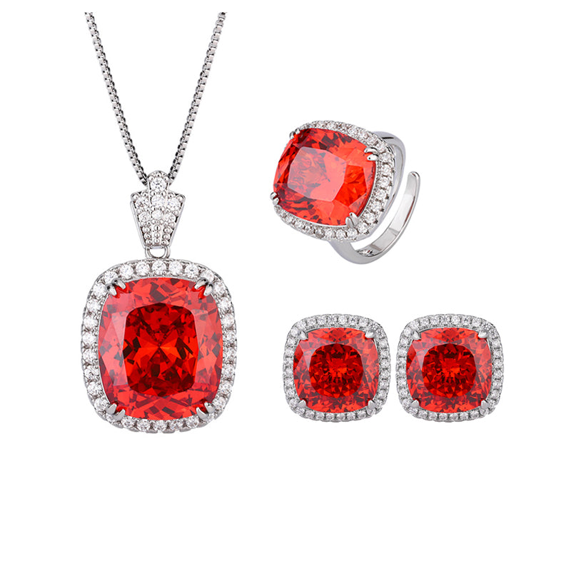 ZIRAVE Jewelry  Cushion-Cut Simulated Orange Sapphire Jewelry Set